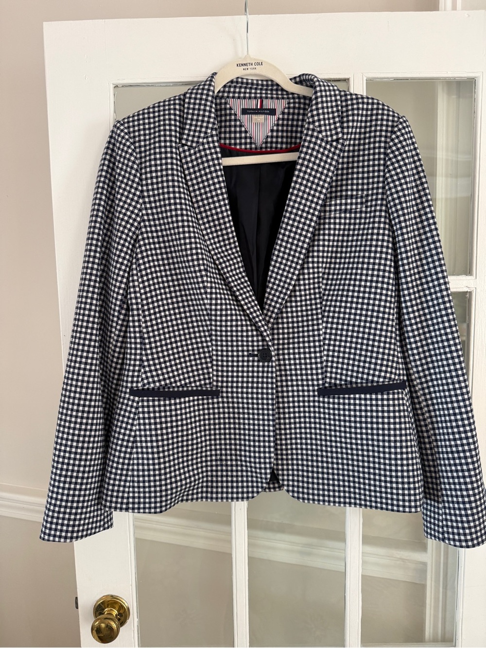 Tommy Hilfiger Navy & White Gingham Blazer